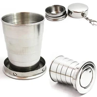 portable 75ml stainless steel teacup outdoor travel folding collapsible cup