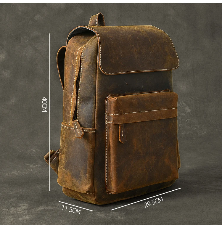 First Layer Leather Men Backpack large capacity 15.6 inch Laptop Bag male Travel Backpacks Retro Crazy Horse school bags | Багаж и сумки