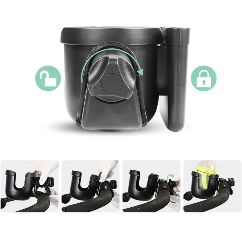

Baby Stroller Cup Holder Universal Cup Holder Pushchair Buggy Wheelchair Bike Tricycle Bicycle 2 In 1 Bottle Rack