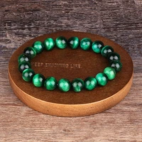 6 12mm green tiger eye bracelet for men women natural stone healing beads bracelets tiger eye beaded elastic rope jewelry gifts