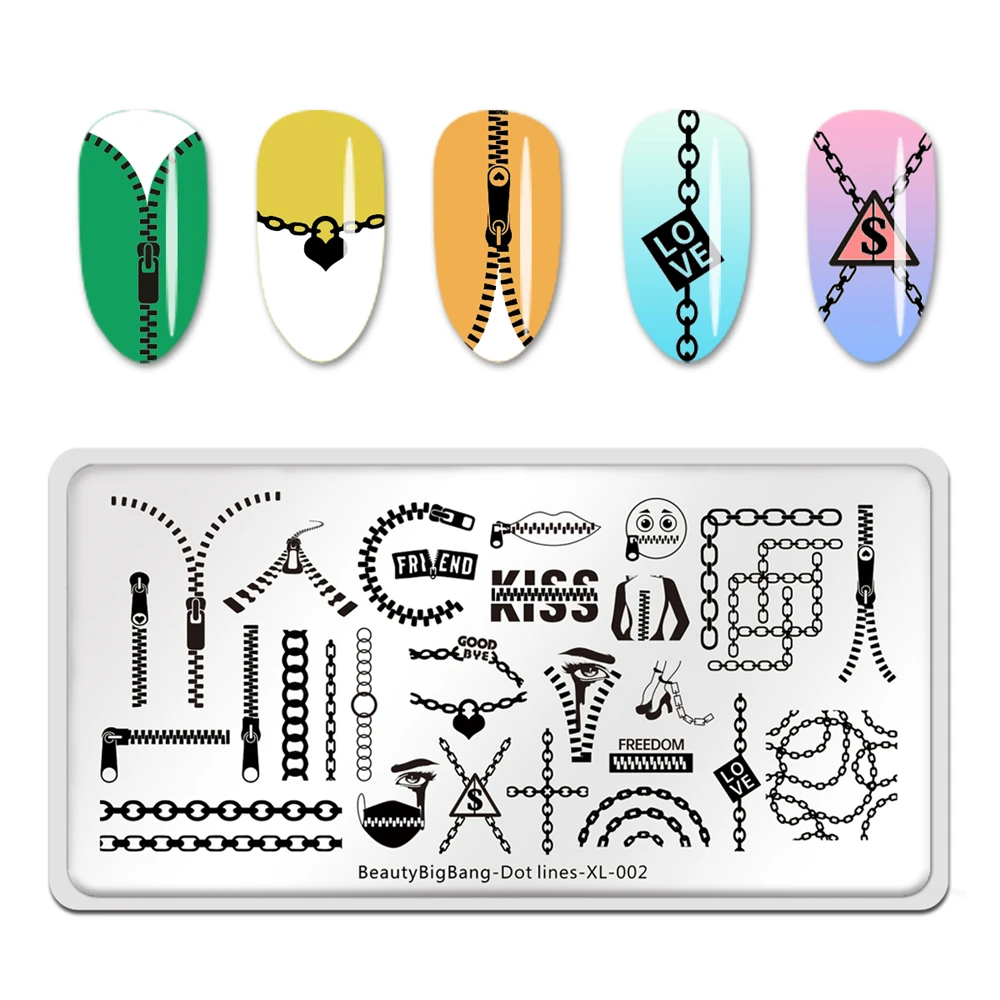 Трафарет BeautyBigBang для стемпинга ногтей рисунок в горошек геометрический дизайн