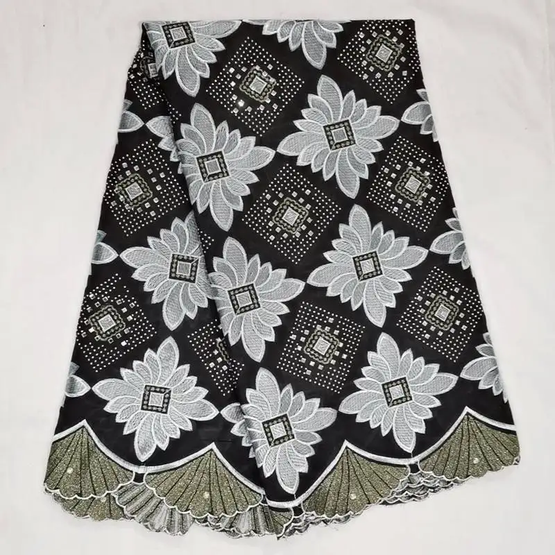 Afrikaanse stof Bazin riche stof tissu africain katoen geborduurde Bazin riche getzner met tule kant set Feest jurk Stuur бесплатно - Цвет: As pictures 6