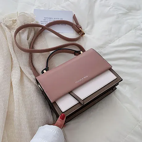 Pink Высококачественная Женская сумочка из искусственной кожи, роскошные контрастные черные сумки через плечо для женщин, дизайнерская Фирменная ручная Сумочка, женская сумка-мессенджер - Цвет: Pink