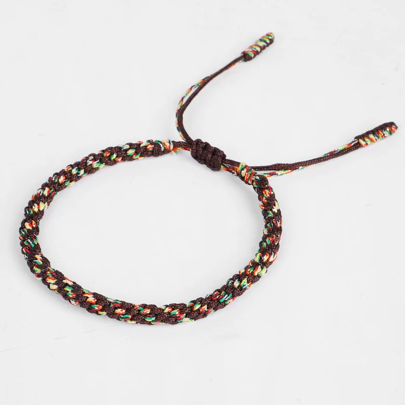 Тибетский буддийский регулируемый браслет ручной работы веревочный на удачу для