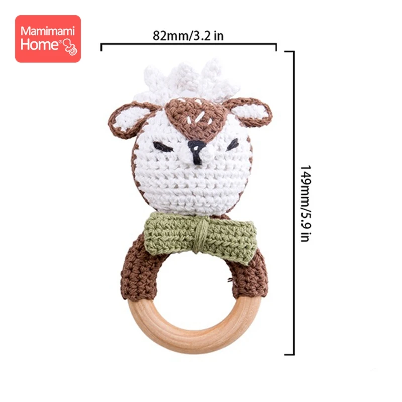Deer Rattle Детский деревянный Прорезыватель крючком игрушки животных деревянные пустые грызуны олень погремушка пустышка зажим подвеска силиконовые бусины детские товары - Цвет: Deer Rattle