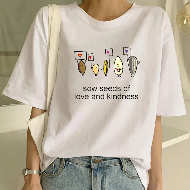 Женская футболка с коротким рукавом Ulzzang белая в Корейском стиле надписью радуги