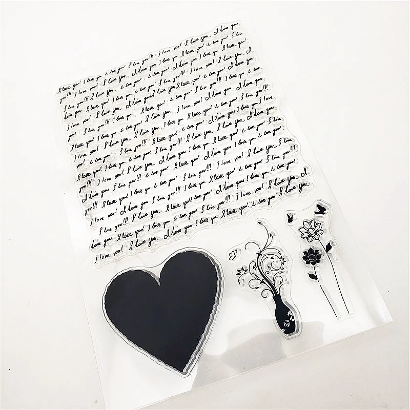 Прозрачные штампы с надписью Love Words силиконовые 11x16 см ТПР роликовые для