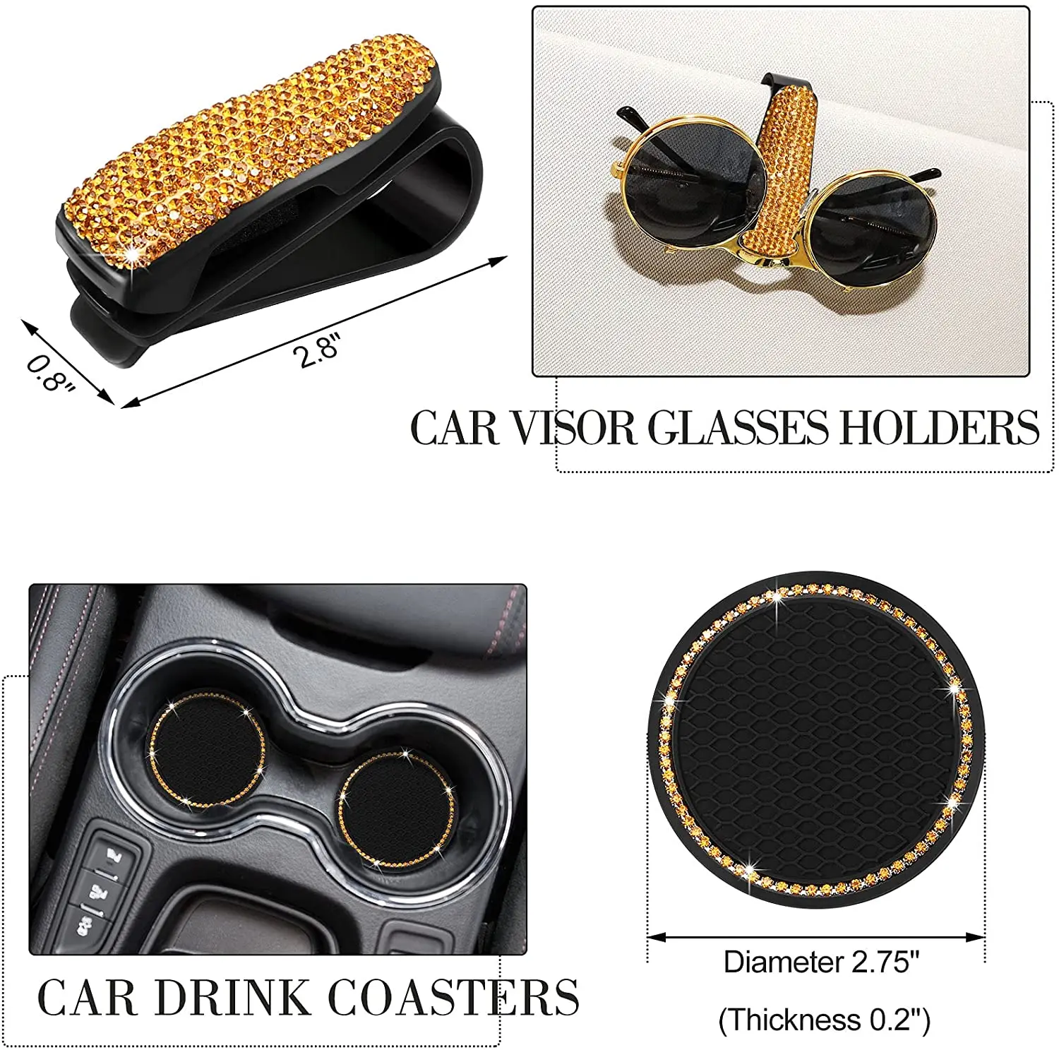phone holder in car accessories golden yellow set usb charger bling automobiles interior women decorations glitter rhinestone free global shipping