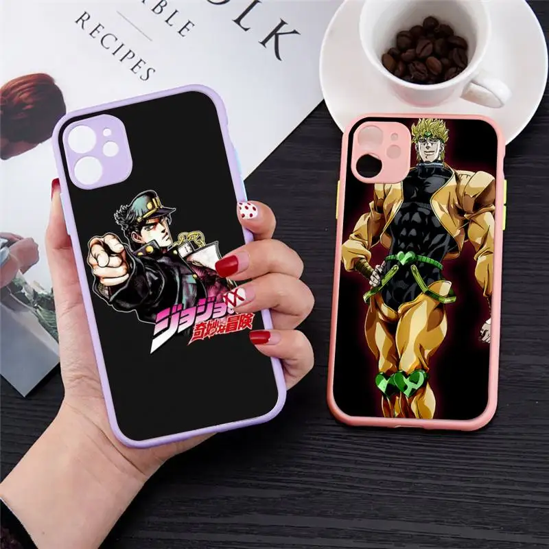 

JoJo Bizarre Adventure Phone Case for iPhone 13 12 XS 11 pro max mini se2020 7 8 plus X XR color purple matte transparent coque