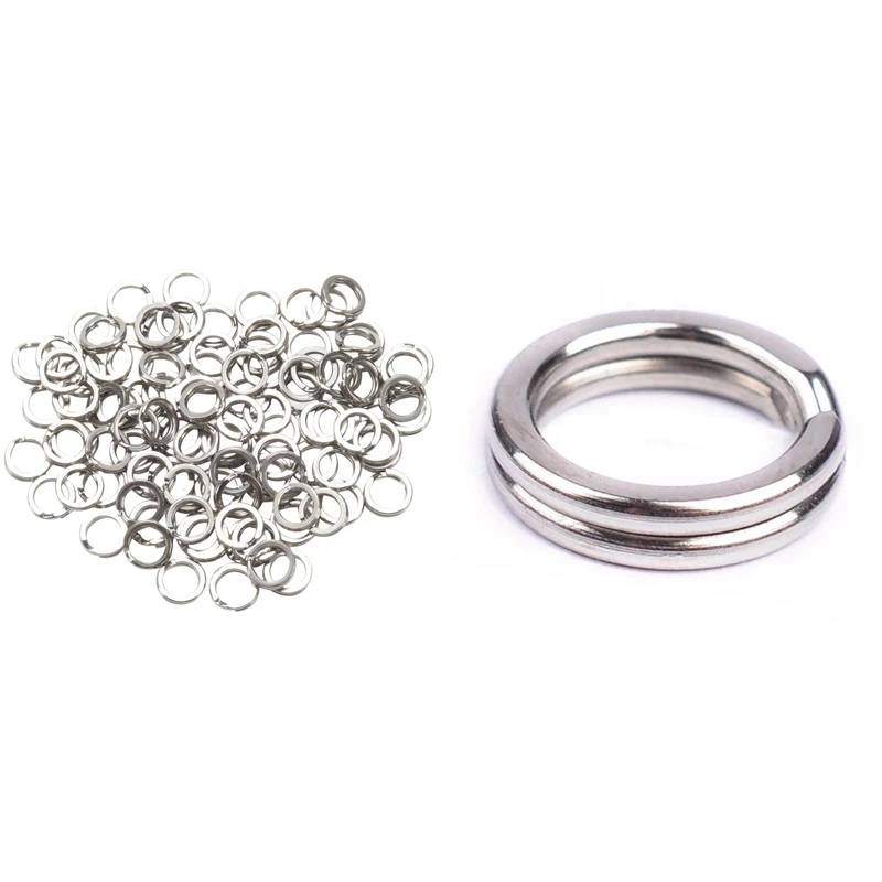

200Pcs Durable Double Loop Hot Split Ring Fishing Tackle Stainless Steel Hook Connector 7mm & 9mm