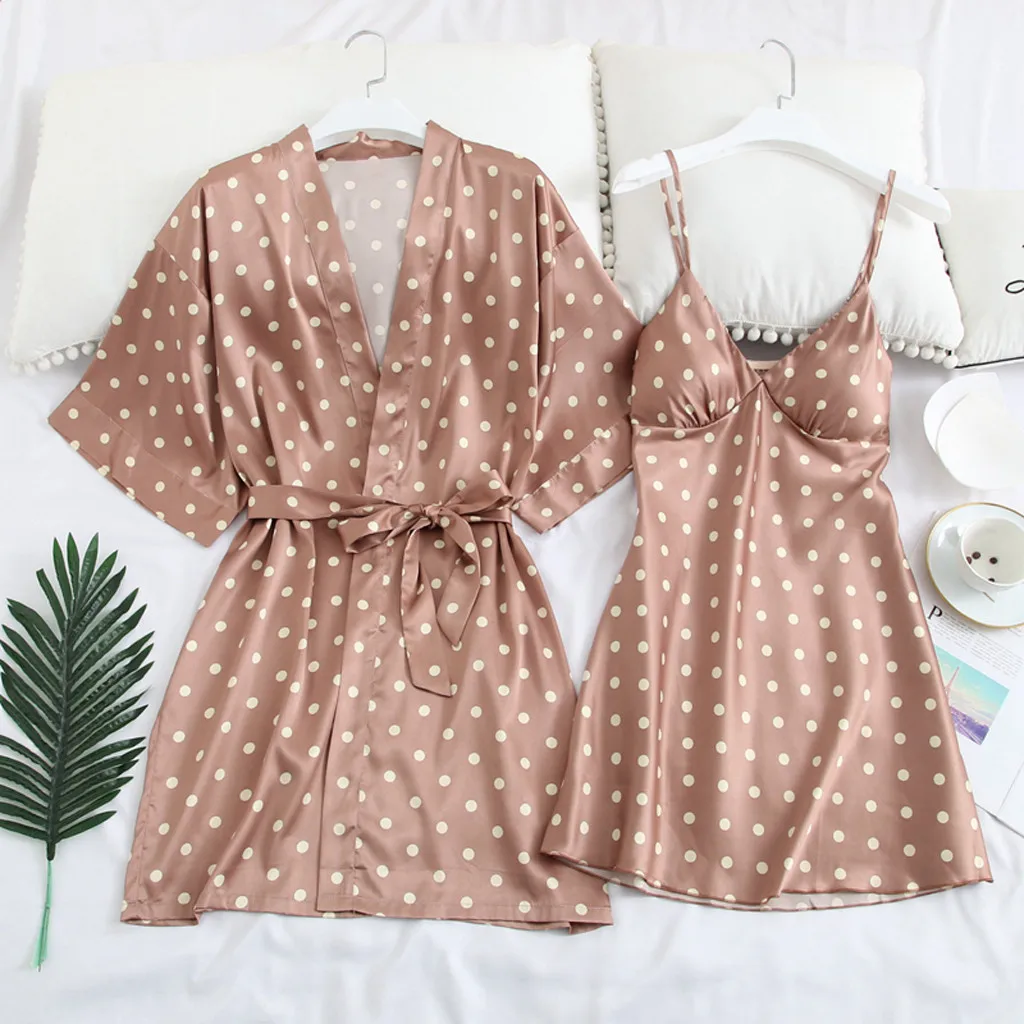 SAGACE платье в горошек для женщин 2 шт женское кружевное атласное нижнее белье Babydoll