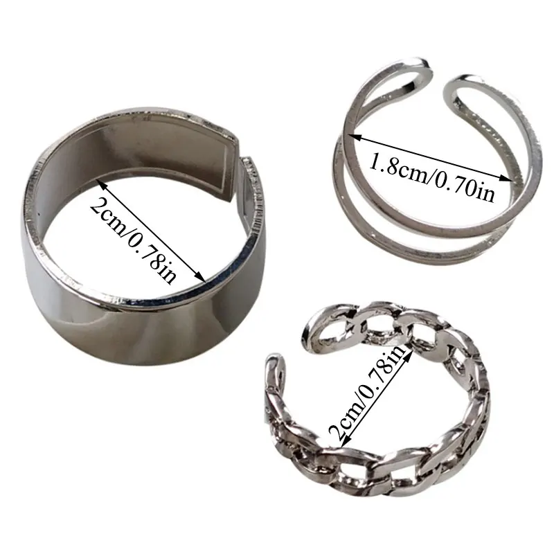 

Punk Personality Tail Ring Opening Street Shooting Joint Ring Chain Buckle Geometry Circular Rock Wide Face Index Finger