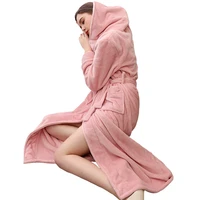hooded women robes winter warm coral fleece nightdress sleepwear female pajamas home clothes dressing gown kimono hotel bathrobe
