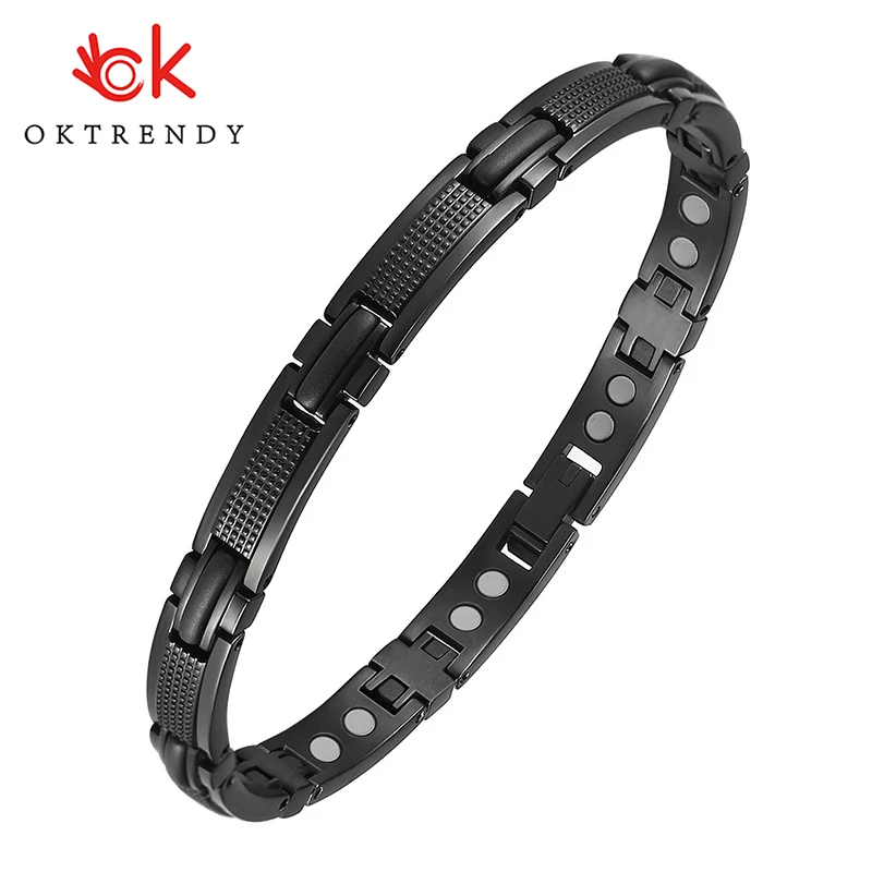 

Oktrendy Couple Magnetic Stainless Steel Bracelet With Hook Buckle Clasp Therapy Bangles Women Health Care Jewelry Bracelets