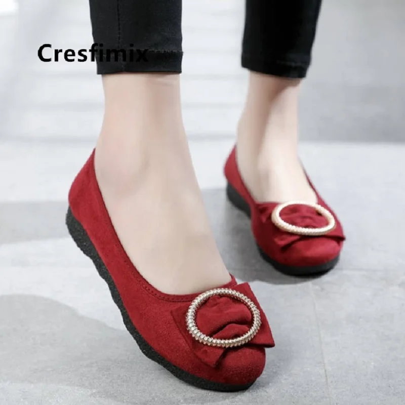 

Cresfimix Sapatos Femininas Для женщин Мода Высокое качество ткани без шнуровки; мягкие кожаные туфли на низкой подошве Повседневное); Цвет Красный; сезо...