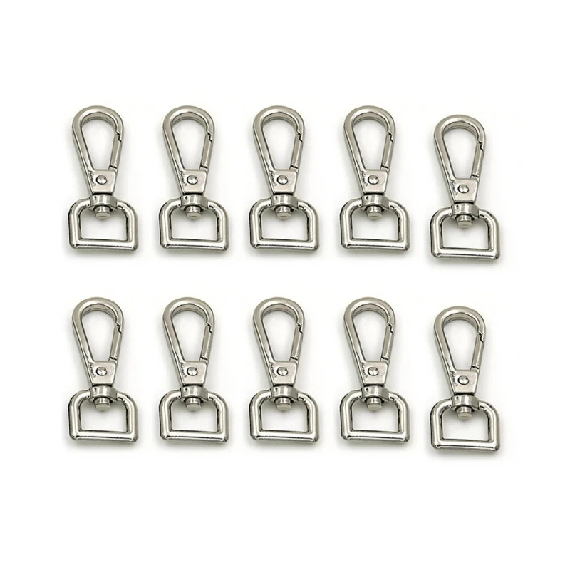 

10Pcs Metal Swivel Clasps D Rings for Handbag Purse Strap Backpack DIY Craft 517D