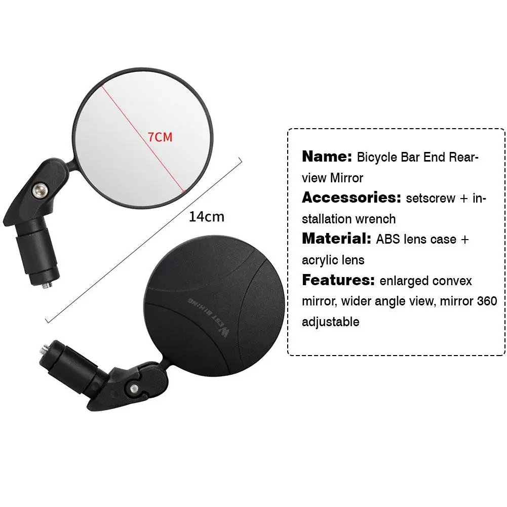 

New Bicycle Mirror Adjustable Safe Rearview Mirror Shockproof Convex Mirror Universal For Mountain Road Bike Cycling Accessories