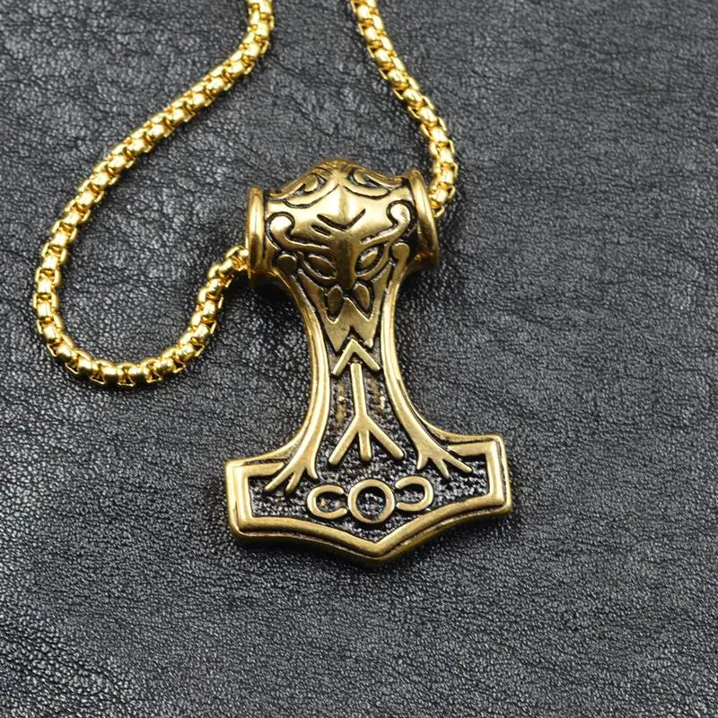 Амулет викингов кулон золотого серебряного цвета ожерелья Молот Тора мьельнир