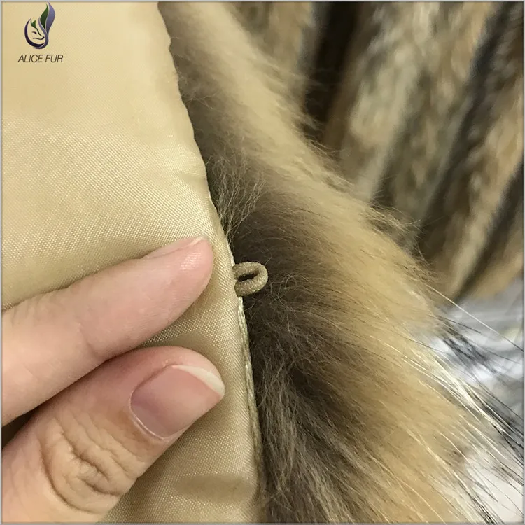 Большой воротник из меха енота Отделка капюшона натурального на капюшоне