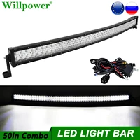 Offroad Car Roof 288W 50inch Curved LED Work Light Bar For Jeep Chevy JK 4x4 Truck SUV 4WD AWD Pickup Driving Lights LED Bar