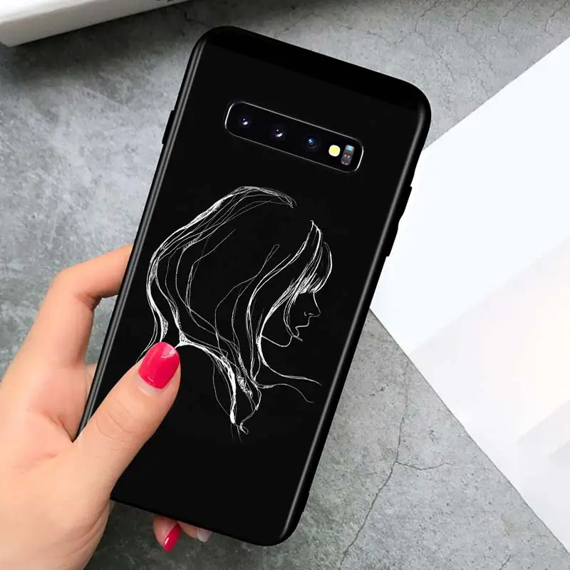 

Abstract Line art for Samsung Galaxy S21 Ultra Plus Note 20 10 9 8 S10 S9 S8 S7 S6 Edge Plus Black Phone Case