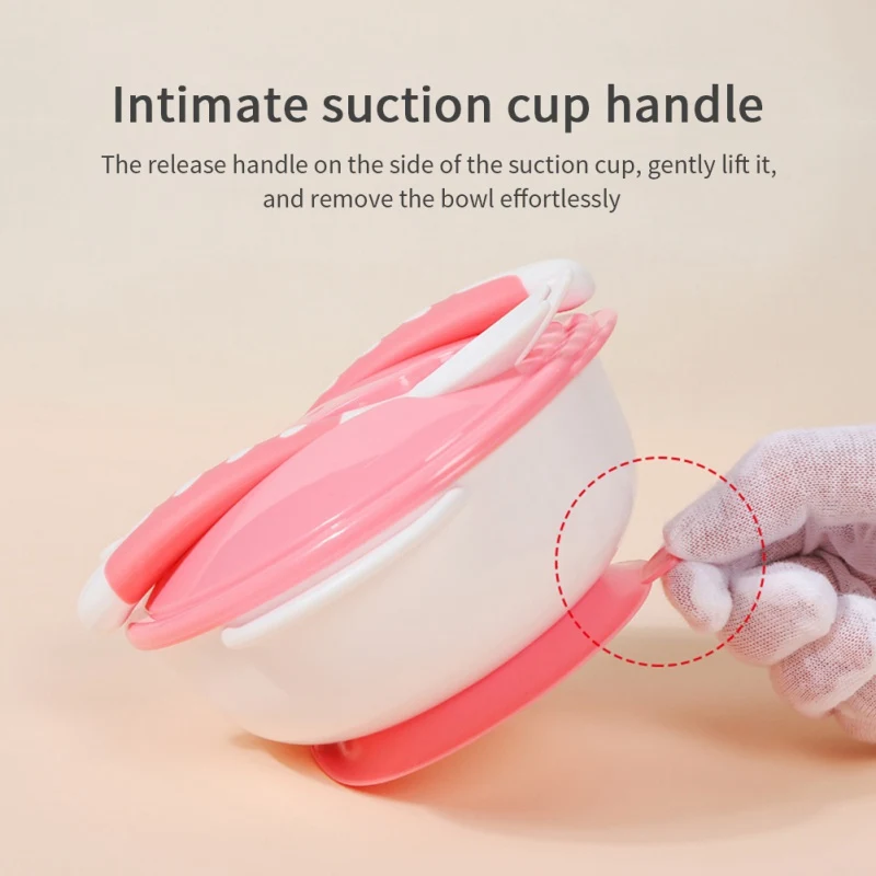 Детская Нескользящая миска с двойной присоской для ушей крышкой и ложкой вилка