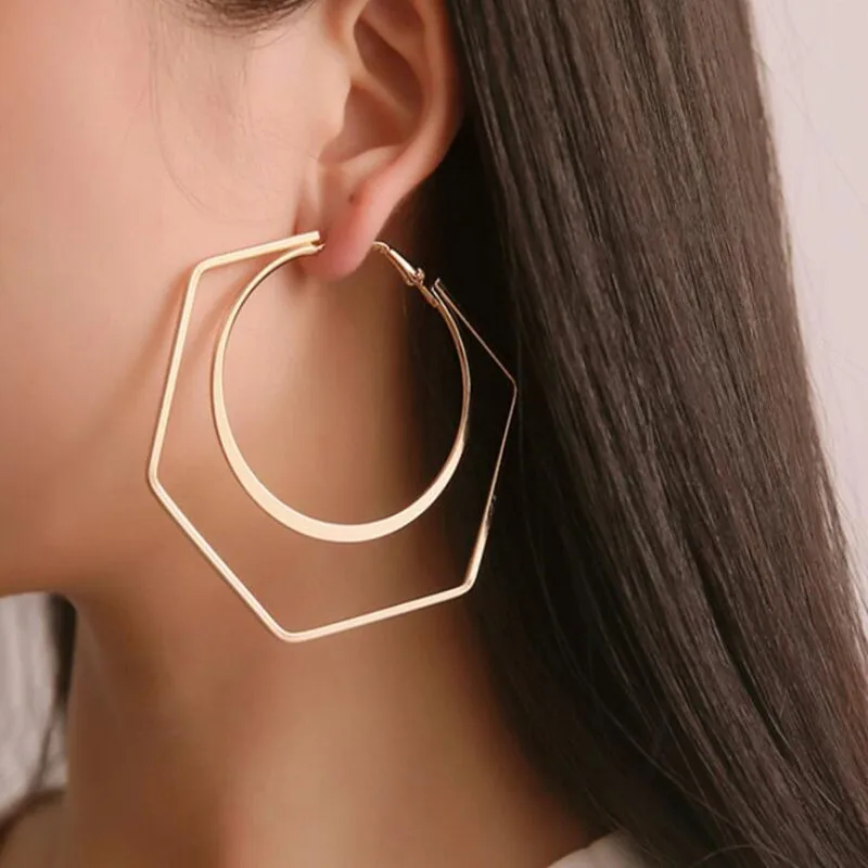 

Europe and the United States earrings for women polygon eardrop round ears ring polygon geometry stud accessories