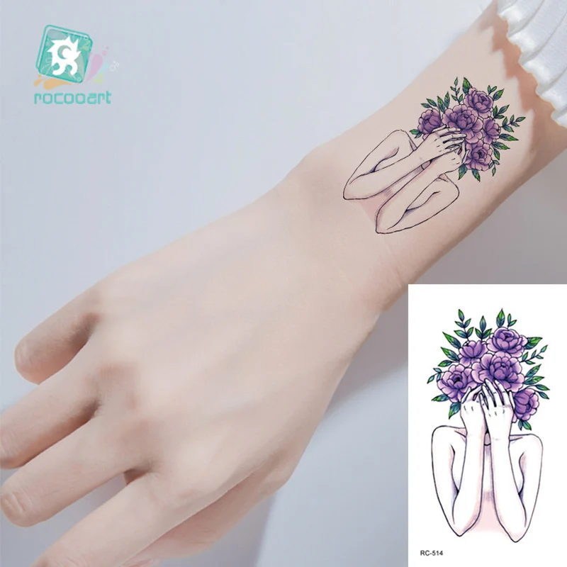 

Ankle Flora Cherry Lavender Flash Fake Waterproof Tattoos Temporary Women Arm Chest Tattoo Stickers Body Art Custom Tatoos