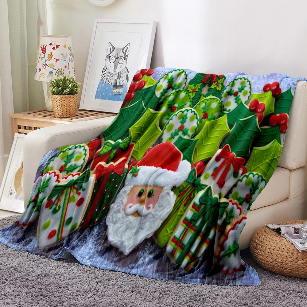 Фланелевое Одеяло с рисунком Санта Клауса зеленое забавное пушистое одеяло 3D