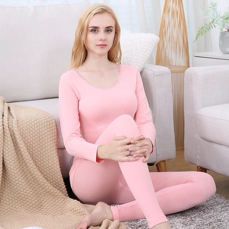 

Two Piece Pajamas Set 2020 Autumn Winter Women Long Johns Warm Thermal Underwear Eamless Long John Thin Thermal Female Sleepwear