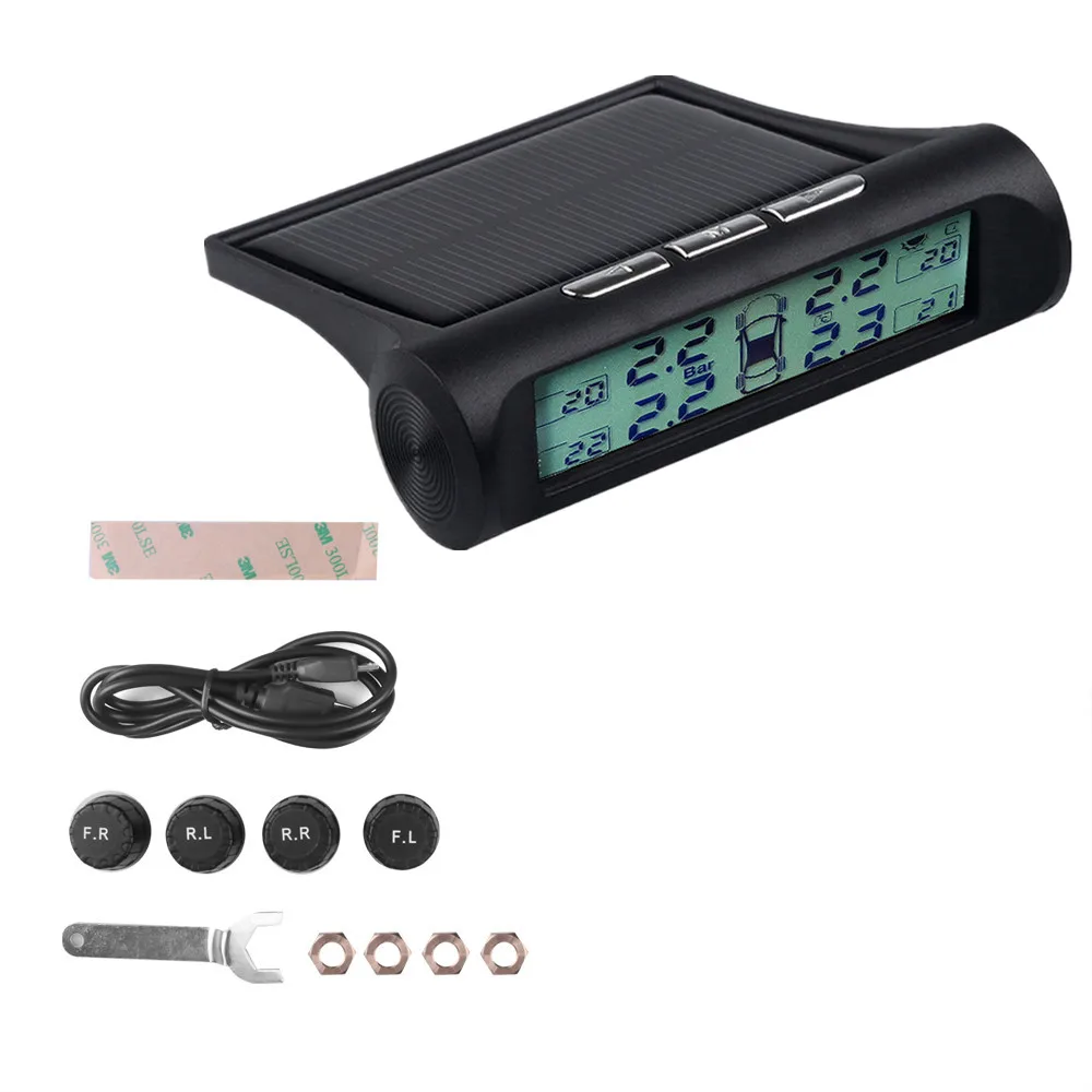 TPMS Item 4 Сигнализация давления в шинах Система контроля давления в шинах 4 датчика стволовых клапана TMPS манометр тестер воздуха Psi Бар мониторинг - Цвет: TPMS Item 4