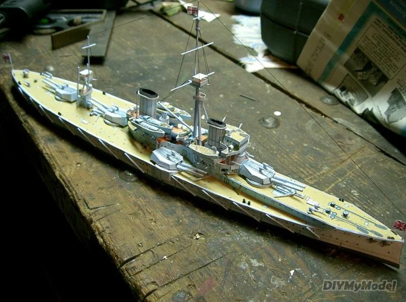 DIYMyModeI-battleship brit&aacute;nico fearless 1:250, bricolaje, manualidades, Kit de modelo de papel, rompecabezas de juguete, regalo, utillaje de pel&iacute;cula-2