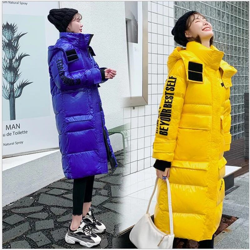 

2020 Long women Parka Warm Outwear Glossy Winter Jacket Women Fashion new Hooded Cotton-Padded Coats female Jaqueta R787