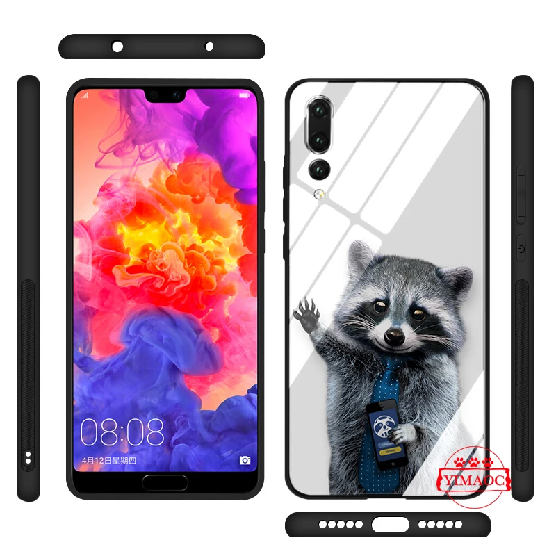 YIMAOC енот красная панда лиса стеклянный чехол для Huawei P10 Lite P20 Pro P30 P Smart honor 7A 8X9 10 Y6 mate