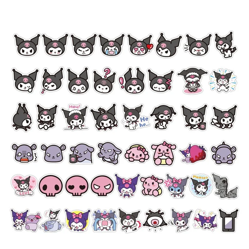 

50PCS Cute Kuromi Melody Cartoon Stickers Pack for Kids Gift DIY Skateboard Luggage Refrigerator Notebook Laptop Decal Sticker