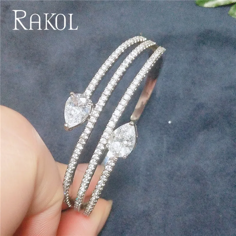 RAKOL Tready набор из браслетов и колец круглой формы с кубическим цирконием розового