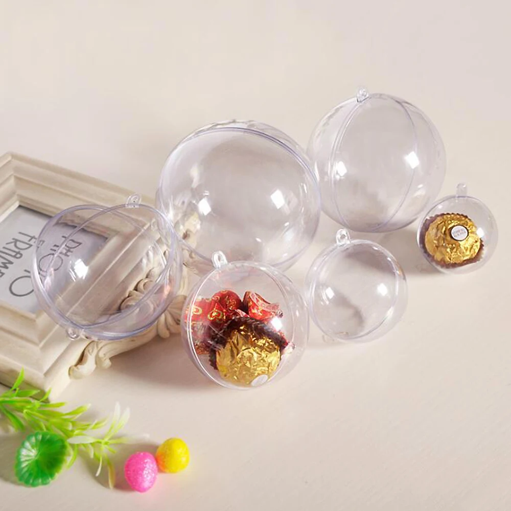 

10pcs Christmas Pendant Clear Plastic Craft Ball Acrylic Transparent Sphere Bauble Xmas Gifts