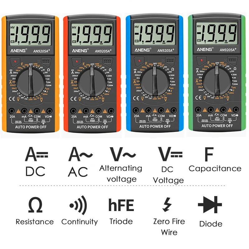 Цифровой мультиметр DT9205A + транзисторный испытатель постоянного тока