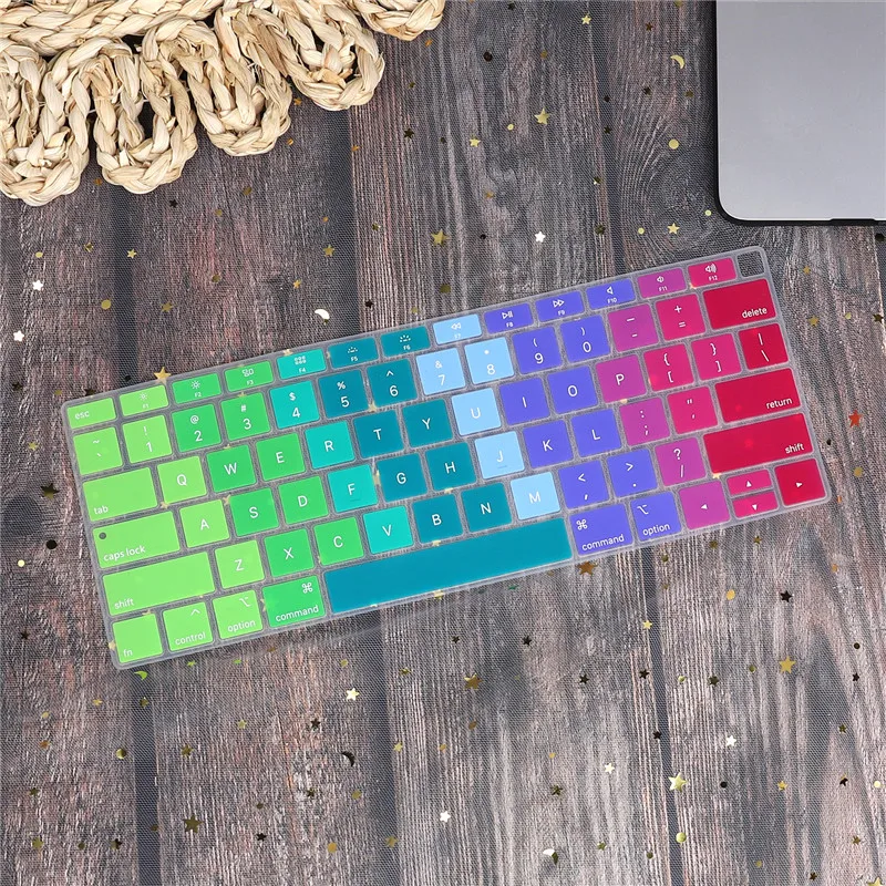 Gradient rainbow Английская Водонепроницаемая Пылезащитная крышка клавиатуры для Macbook Air 13 A1932 Touch ID градиентный цвет американская Защита клавиатуры - Цвет: Gradient rainbow