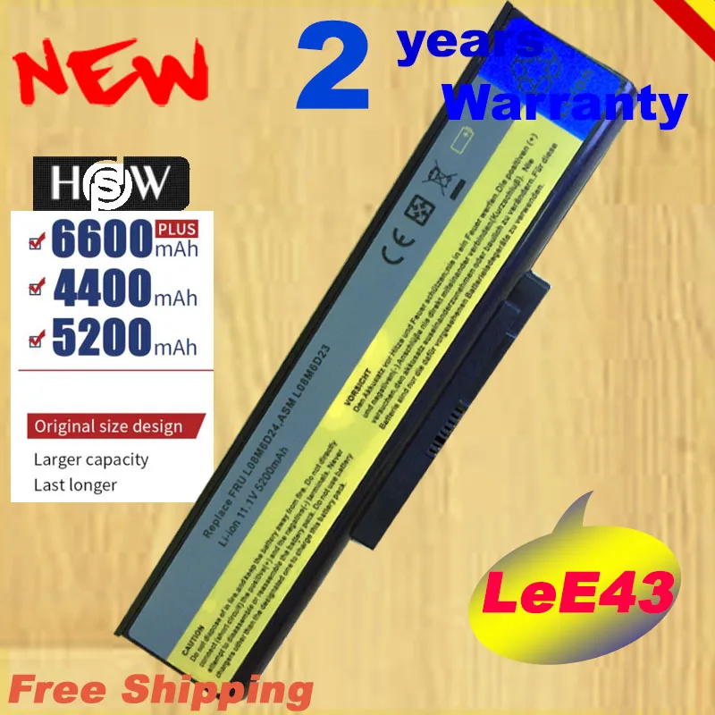 

HSW NEW 6CELLS battery for lenovo E43 L09M8D21 L09M6D21 L10P6Y21 ASM L08M6D23 FRU L08M6D24 FRU L08M6D24 L08M6D23 FAST SHIPPING