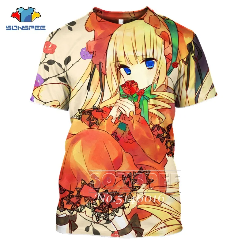 SONSPEE летние мужские футболки унисекс повседневные с коротким рукавом аниме Rozen