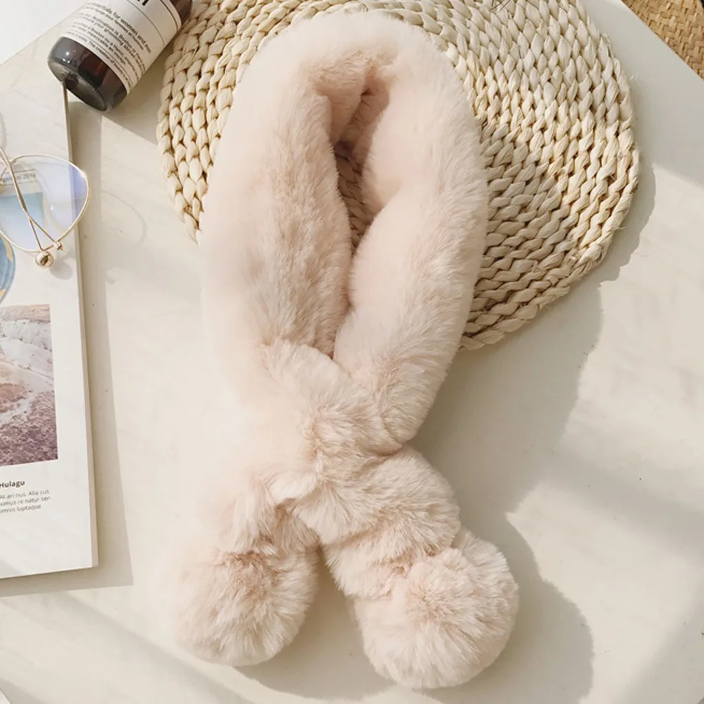 Женский модный зимний шарф из искусственного меха чистый цвет верхняя одежда с