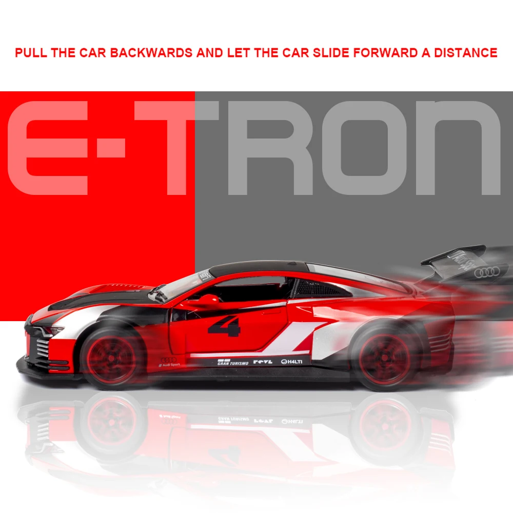 

1:32 High Simulation Diecast AUDI E-TRON VISION GRAN Alloy Model Car Sound Light Children Gift Toys Collectible Free Shipping