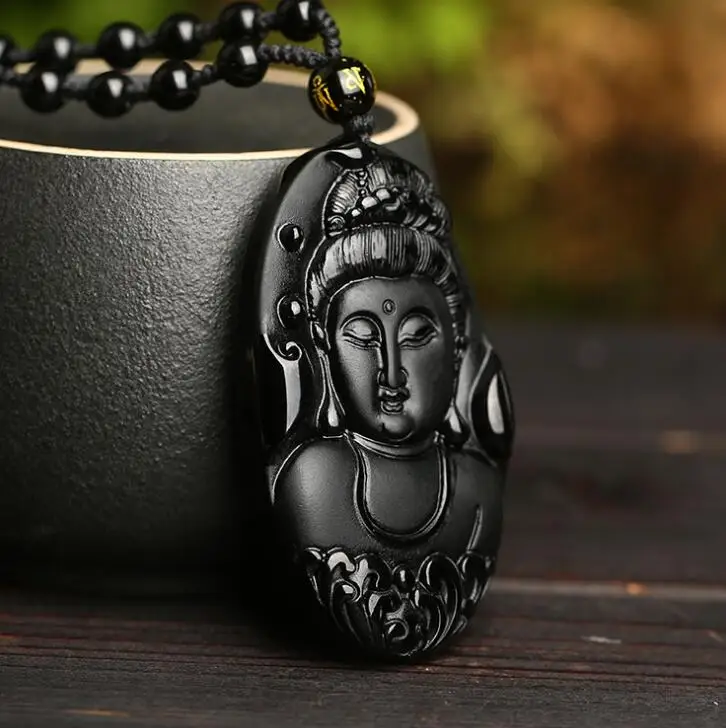 Подвеска из натурального обсидиана для мужчин и женщин ожерелье с кристаллами