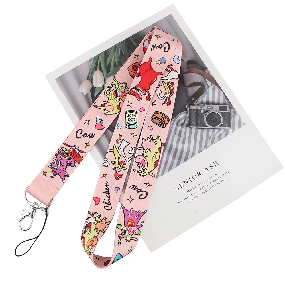 

P5896 Dongmanli Cartoon Funny Cow Key lanyard Car KeyChain ID Card Pass Gym Mobile Phone Badge Kids Key Ring Holder Jewelry