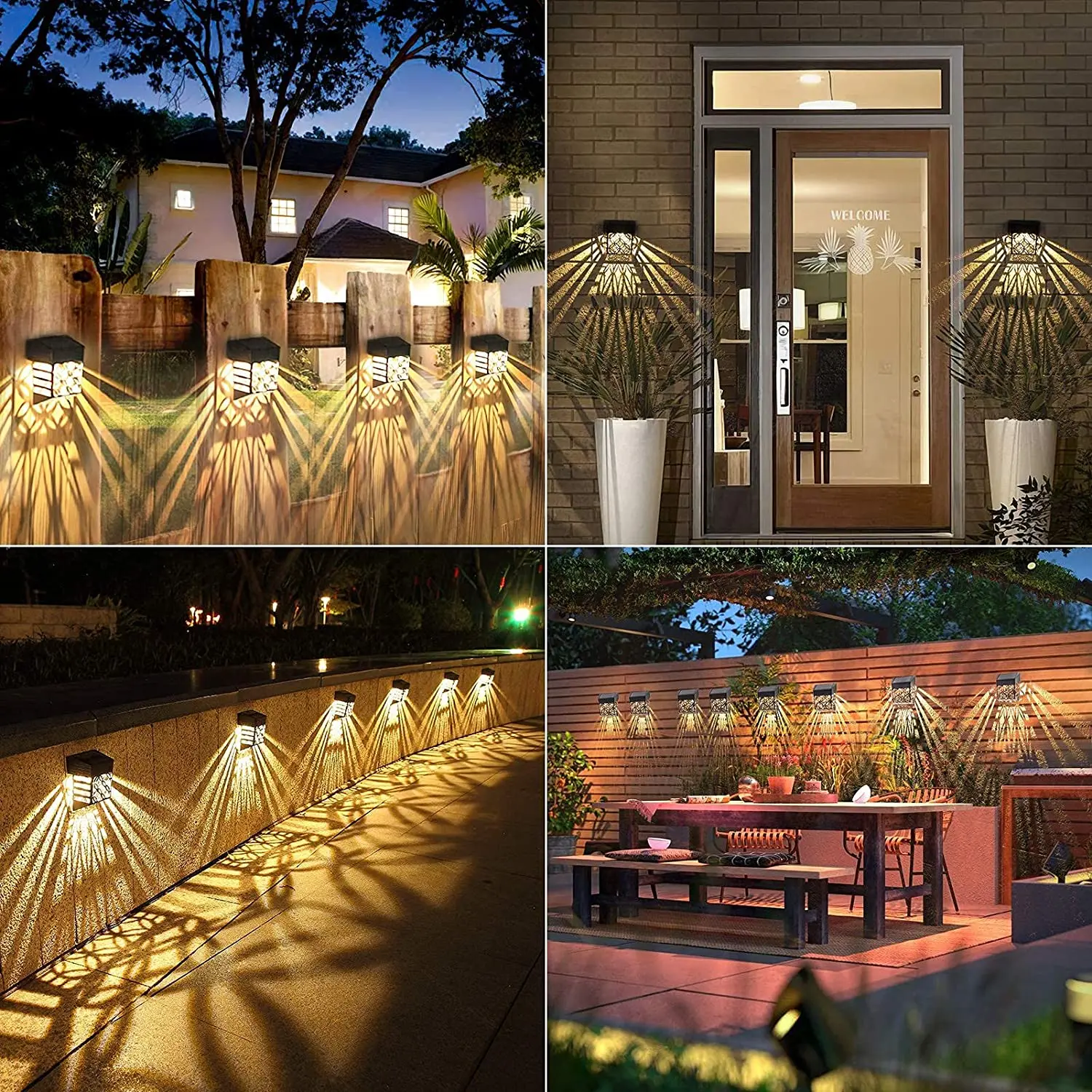 

Outdoor Solar Lights LED Fence Deck Lights Waterproof Automatic Decorative Wall Lighting for Patio Stairs Yard Path Driveway