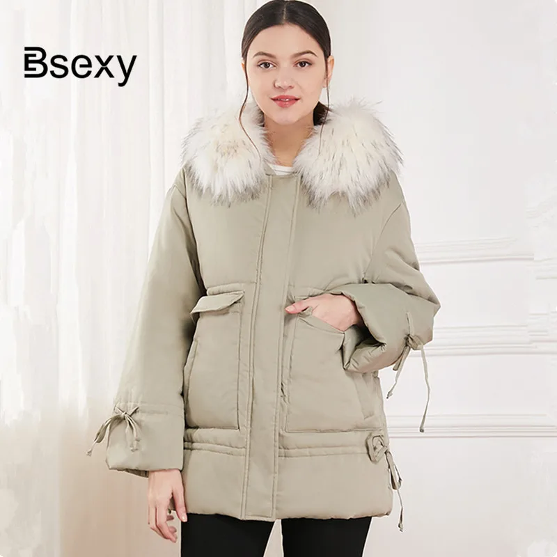 Женская зимняя куртка Повседневная Свободная пуховая парка с хлопковой