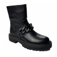 egtpinaop womens ankle boots platform western black retro metal decoration autumn fashion boots rubber outsole size 35 43
