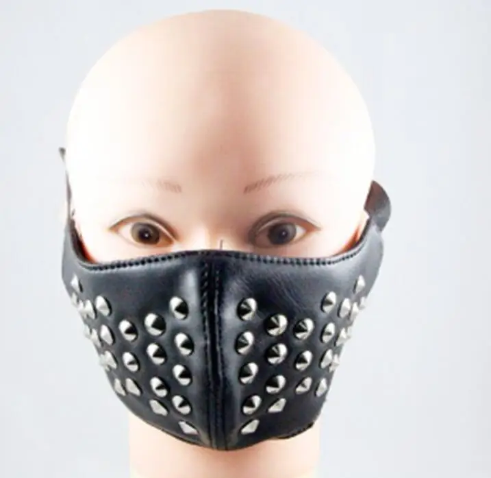 

Halloween Party Punk Mask with Rivet Anti-dust Black Leather Mask Men Women Hip Hop Gothic Masks Bar Stage Performance Masks