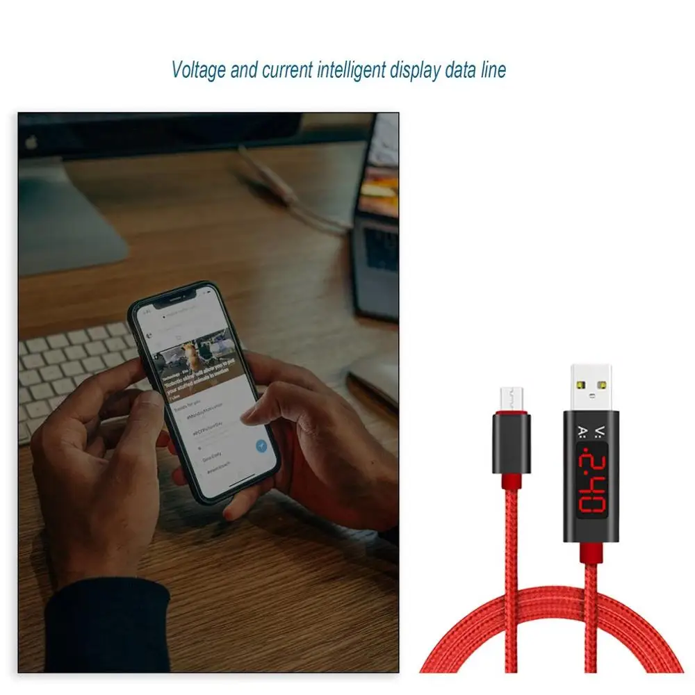 1 м USB напряжение тока умный дисплей линия данных Быстрая зарядка тип-c Android кабель
